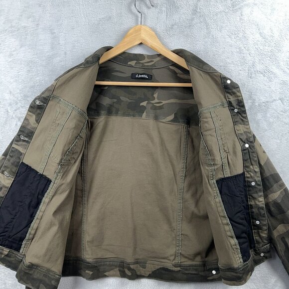 D. Jeans Camouflage Denim Jacket Button Front Army Green Women's Size 1X - Picture 4 of 12